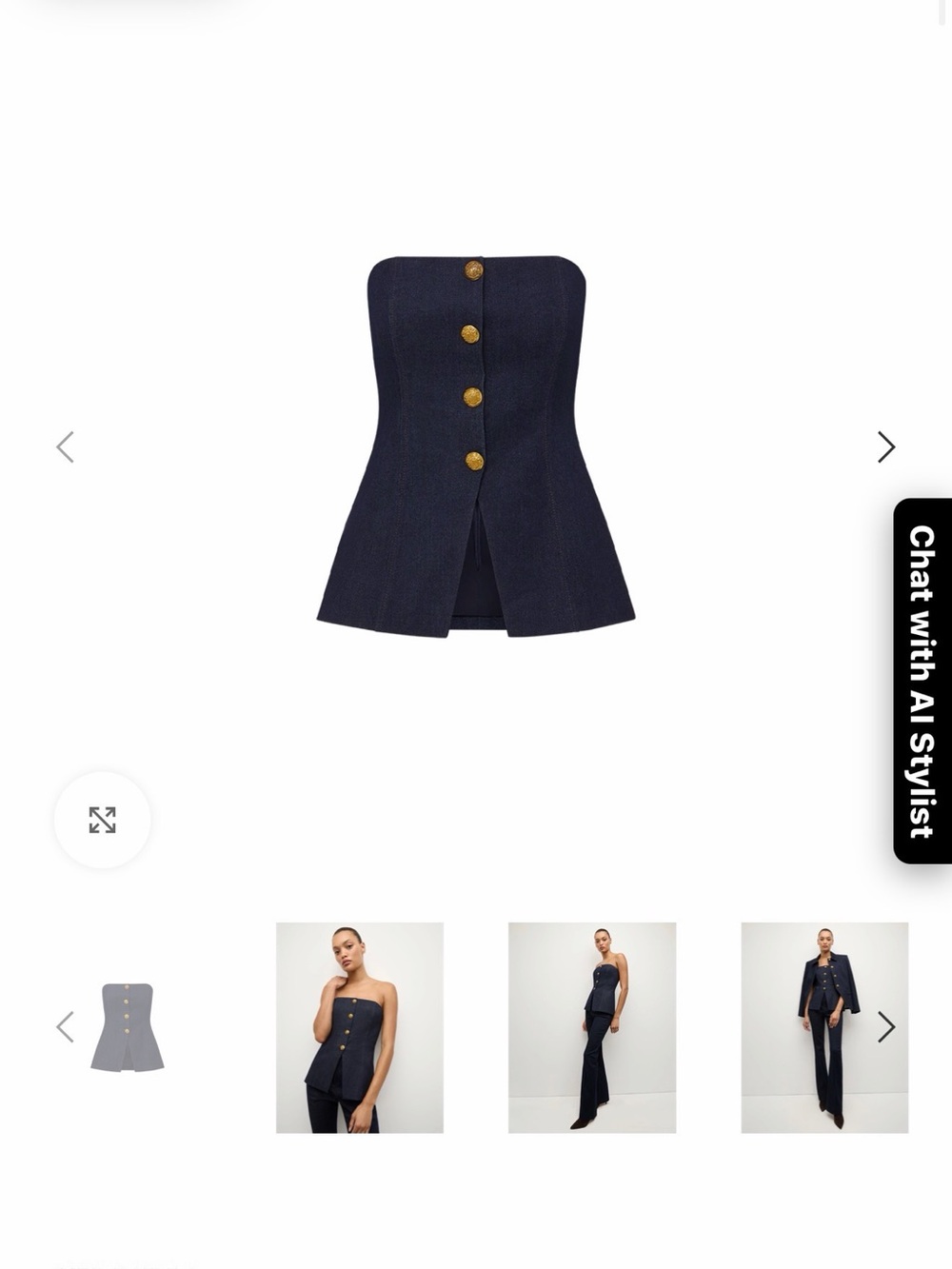 VERONICA BEARD strapless Denim Military Tube Top Navy Top NWOT sz 10